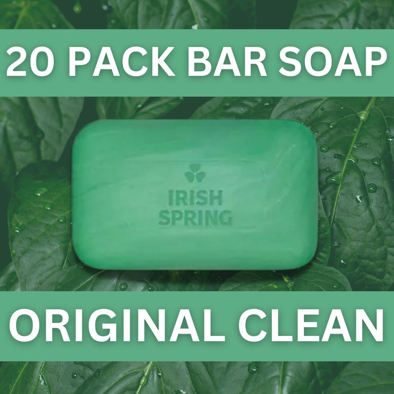 Irish Spring Bar Soap (20 PACK) Original Clean - Includes Bar Soap Holder & Loofah - Large 4 OZ Soap Bars, Original Clean Body Soap, Mens Bar Soap w/Soap Bar Holder & Loofah Sponge
