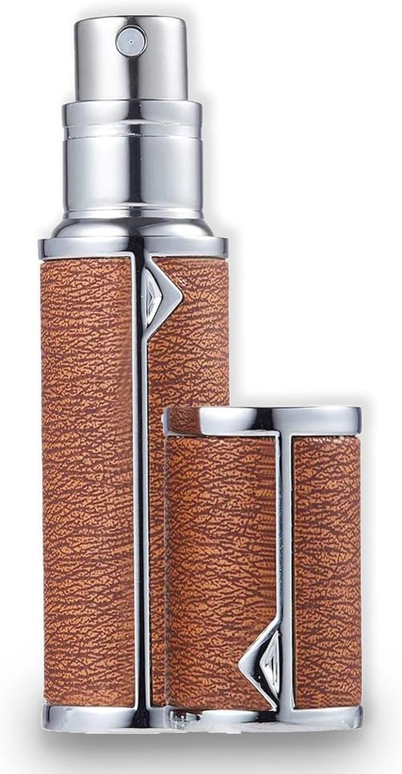 D-LOTUS Travel Perfume Bottle Refillable, Genuine Leather Perfume Atomizer Leakproof Mini Pocket Size Travel Cologne Sprayer for Cruise Car Trip Purse Gift 5ml (G-Orange)
