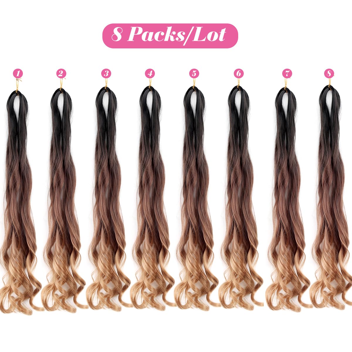 Amir Hair 8 packs French Curls Braiding Hair 20 Inch Loose Wave Braiding Hair Pre Stretched Synthetic Hair Extensions (C14) …