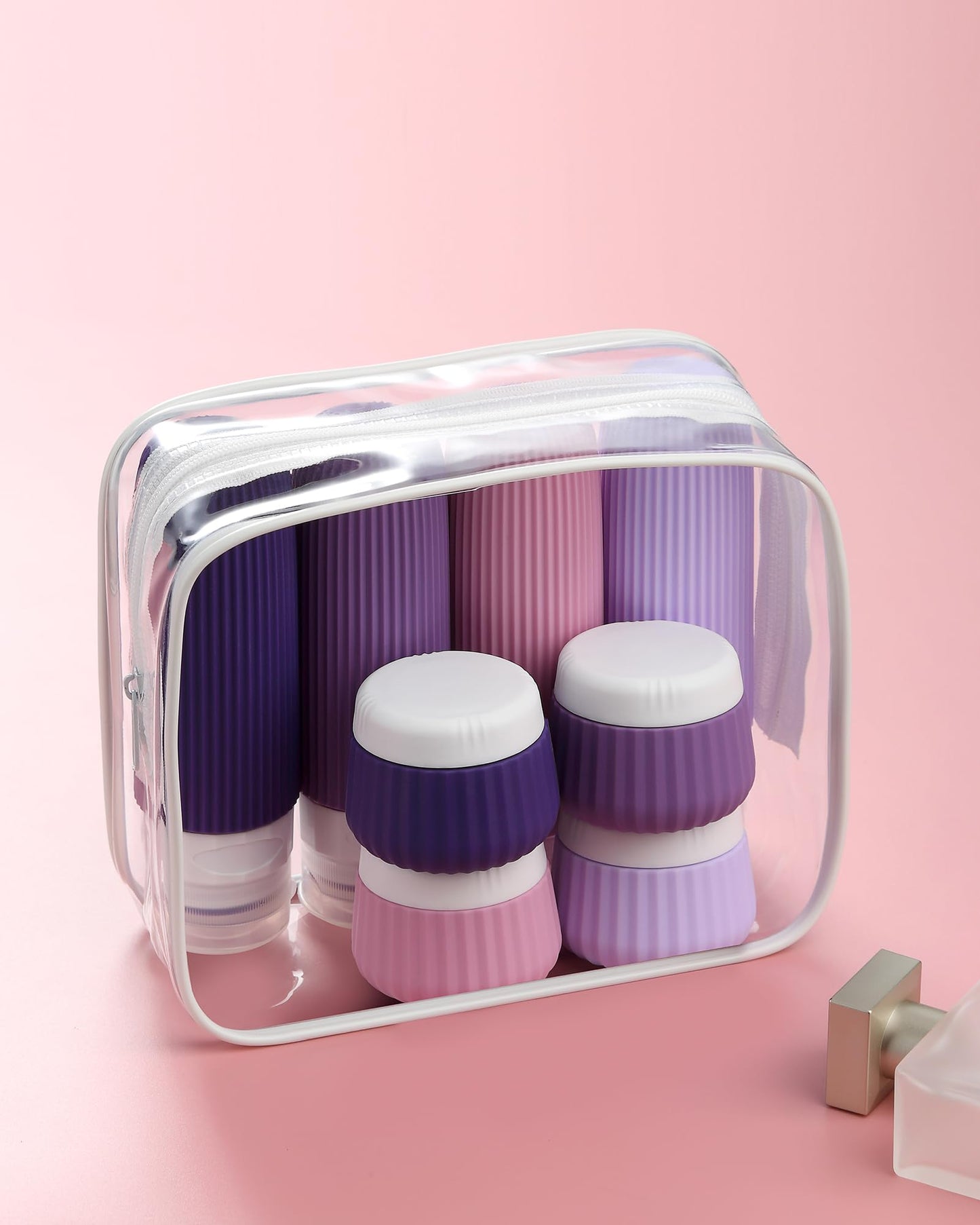 Mrsdry Travel Bottles for Toiletries 8 Pack, Tsa Approved Travel Size Toiletries 3 oz, Travel Containers for Toiletries, with Clear Bag, Leak Proof Silicone Squeezable Travel Essentials Creams Jars