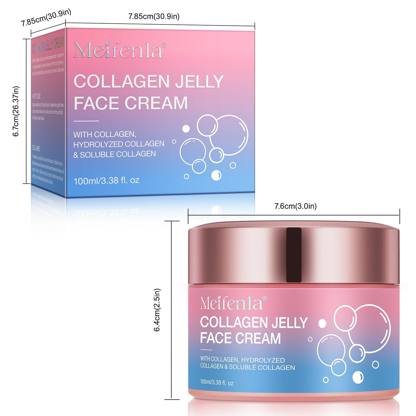 Lxitian Collagen Jelly Cream, Day Night Cream With Freeze Hydrolyzed Collagen Face Cream, Anti-Wrinkle Face Cream, Korean Moisturiser, Elasticity, 24H Lifted, Korean Skincare,6.76 fl. oz