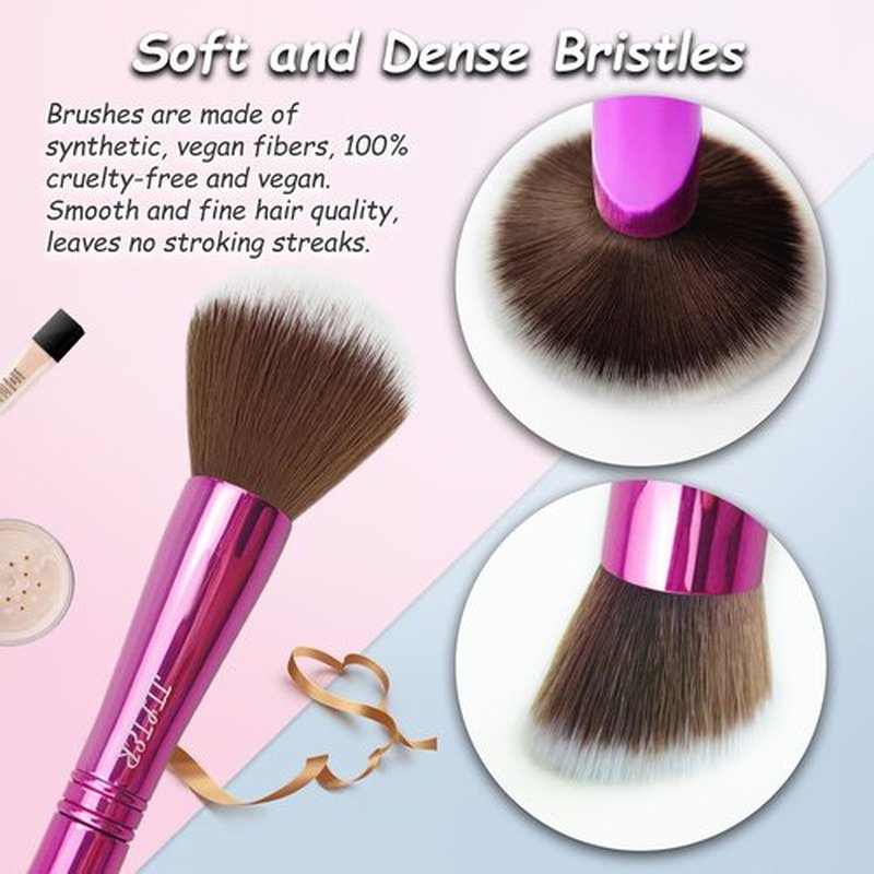 Jilier 4 in 1 Makeup Brush Set, Travel Makeup Brushes with Case, Foundation/Blush Brush, Eyeshadow Powder Brush, Concealer Brush, Double Ended Makeup Brush Ideal for Liquid, Cream, Powder, Concealer