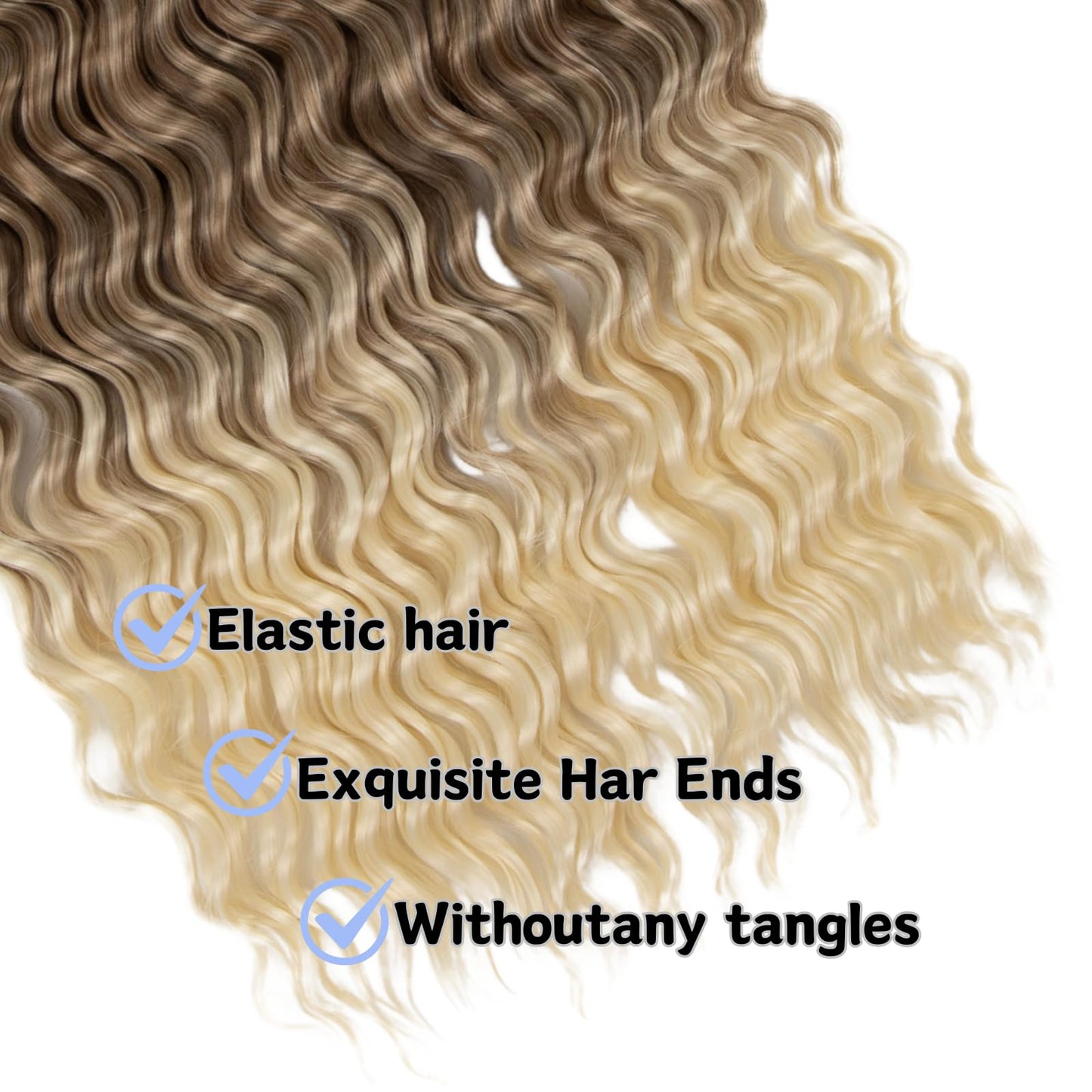 Deep Bulk Hair For Braiding Hair 20inch Wet And Wavy Deep Wave Bulk Hair Quality Synthetic Micro Braiding Hair Extensions for Boho Braids No Weft (2Pack 200g, T18/56C)