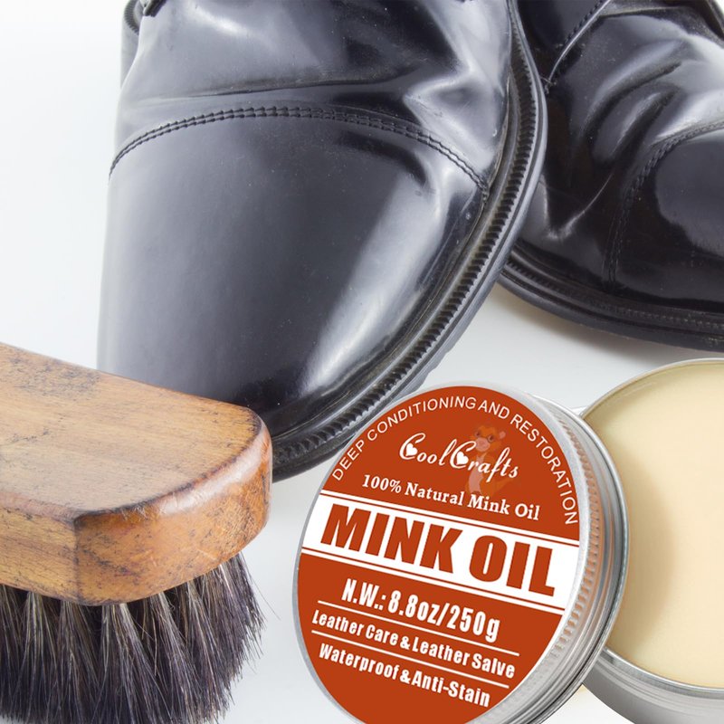 CoolCrafts Mink Oil for Leather Boots 8.8 OZ Boot Oil Leather Conditioner Cleaner for Shoes, Couch, Jacket