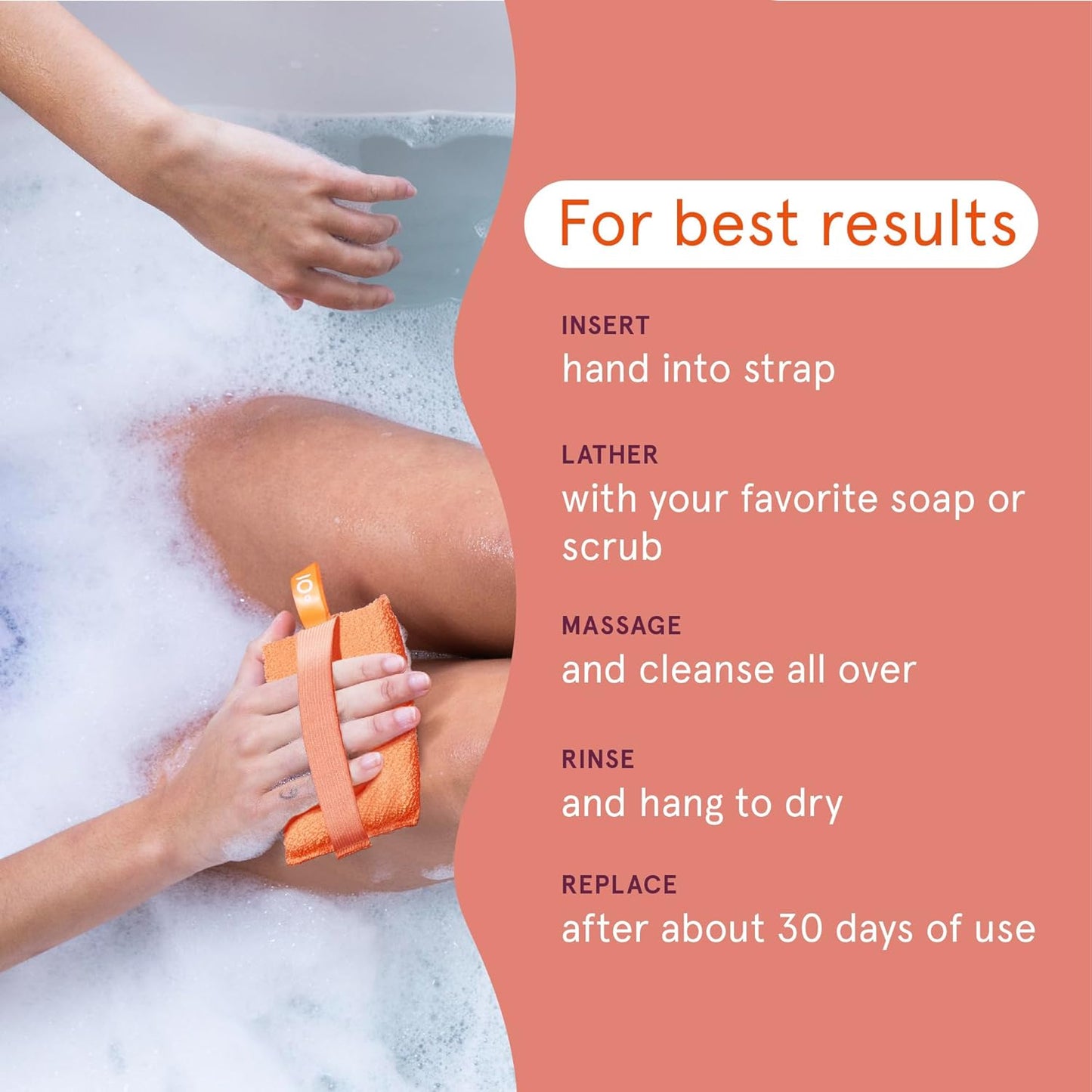 Cleanlogic Organic Cotton Exfoliating Body Scrubber, Reusable Exfoliator Tool for Smooth Skin, Daily Skincare Routine, Natural, 3 Ct Value Pack