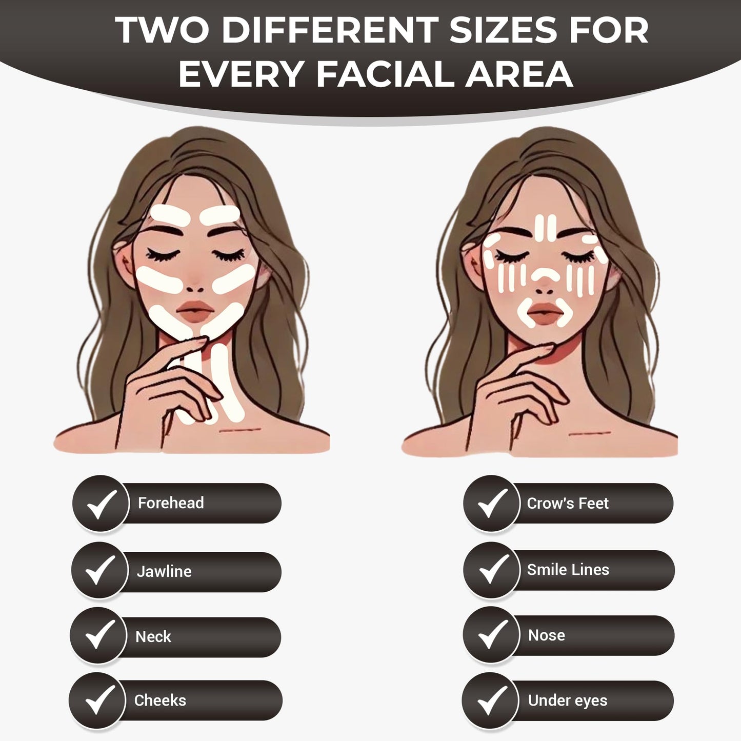 Silicone Face Tape | Anti-Wrinkle Face Tape | 2 Rolls with Different Widths for Custom Fit | Toning, Firming & Tightening Tape | Gentle on Sensitive Skin | Overnight Hold for Wrinkles and Fine Lines