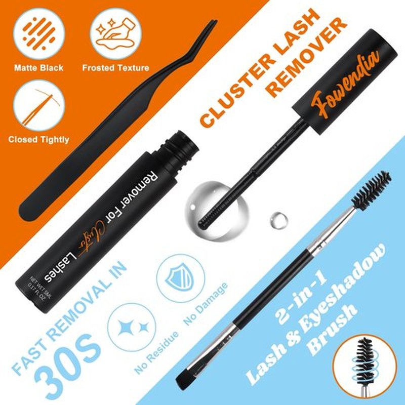 Fowendia Individual Cluster Lashes D Curl DIY Lashes Extension Kit Classic Lashes Lash Clusters 8-18mm with Bond, Seal, and Remover - Ultra-Invisible Band Lashes, No-Glue Lower Lashes, Eyes On Me-Kit
