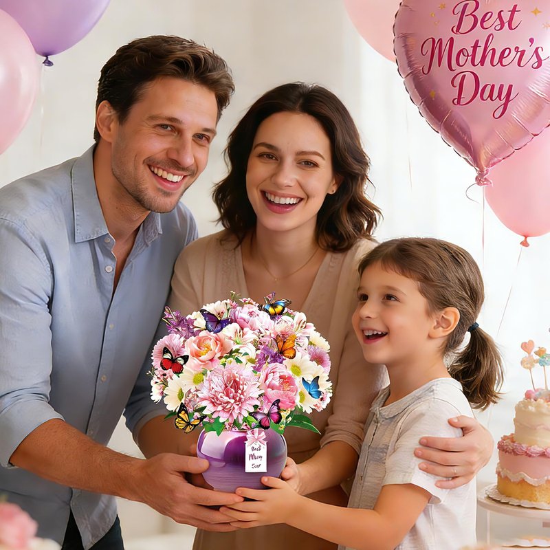 XUNXMAS Birthday Card–Happy Birthday Card Peony Flower Bouquet Design, Perfect Mother’s Day, 3D Pop Up Birthday Card for Mom with Music&Lights, Anniversary for Wife, Mother, Her (Peony Mother's Day)