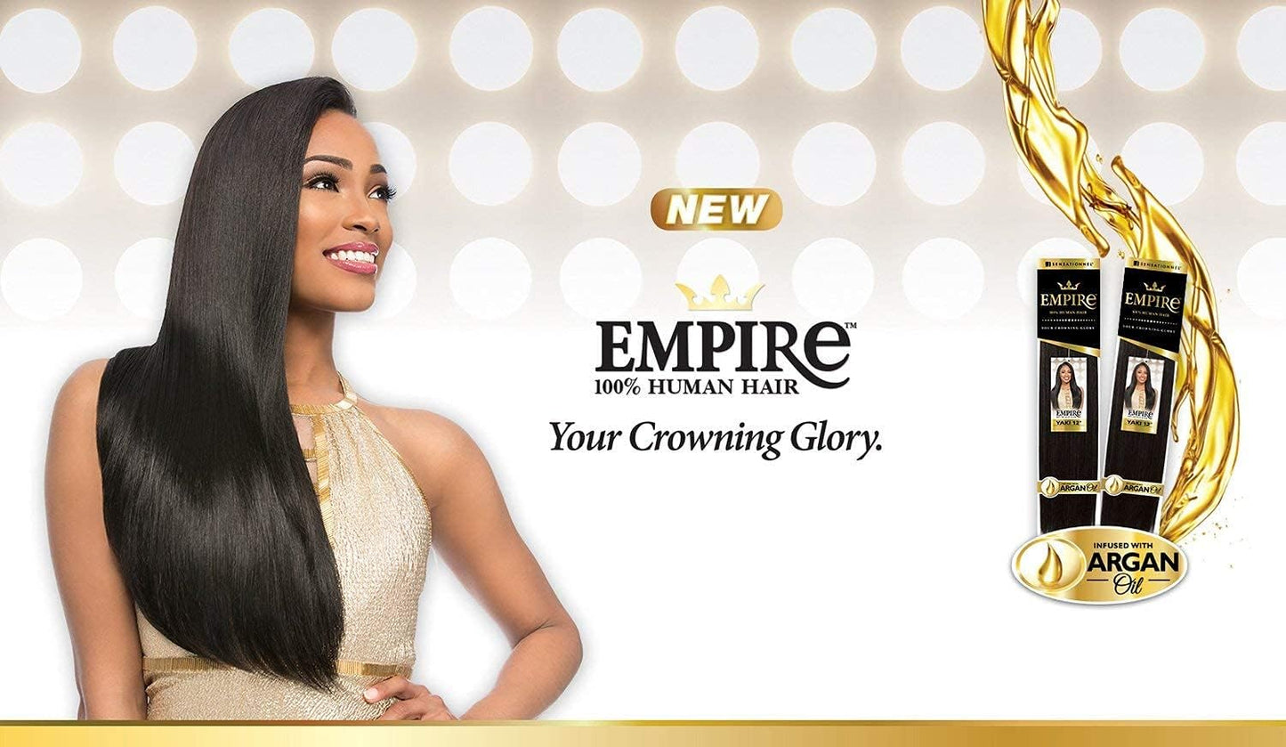Sensationnel Empire yaki human hair - tangle free weaving for quick weave and sew in styles best for faux highlights - 1 pack (14 inch, T1B/350)