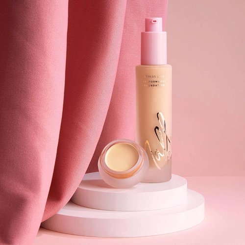 Mally Beauty Stress Less Performance Foundation - Deep - Buildable Medium to Full Coverage - Lightweight Foundation Liquid - Niacinamide Brightens and Hydrates Skin - Satin Finish