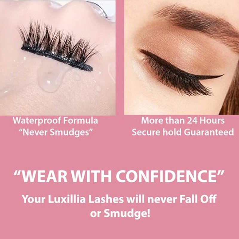 Luxillia Magnetic Eyelashes with Eyeliner 10-Piece Set, Most Natural Looking Magnetic Lashes Kit with Applicator, Best 8D, 3D Look, Reusable Fake Eye Lash, No Glue, Strongest Waterproof Liquid Liner