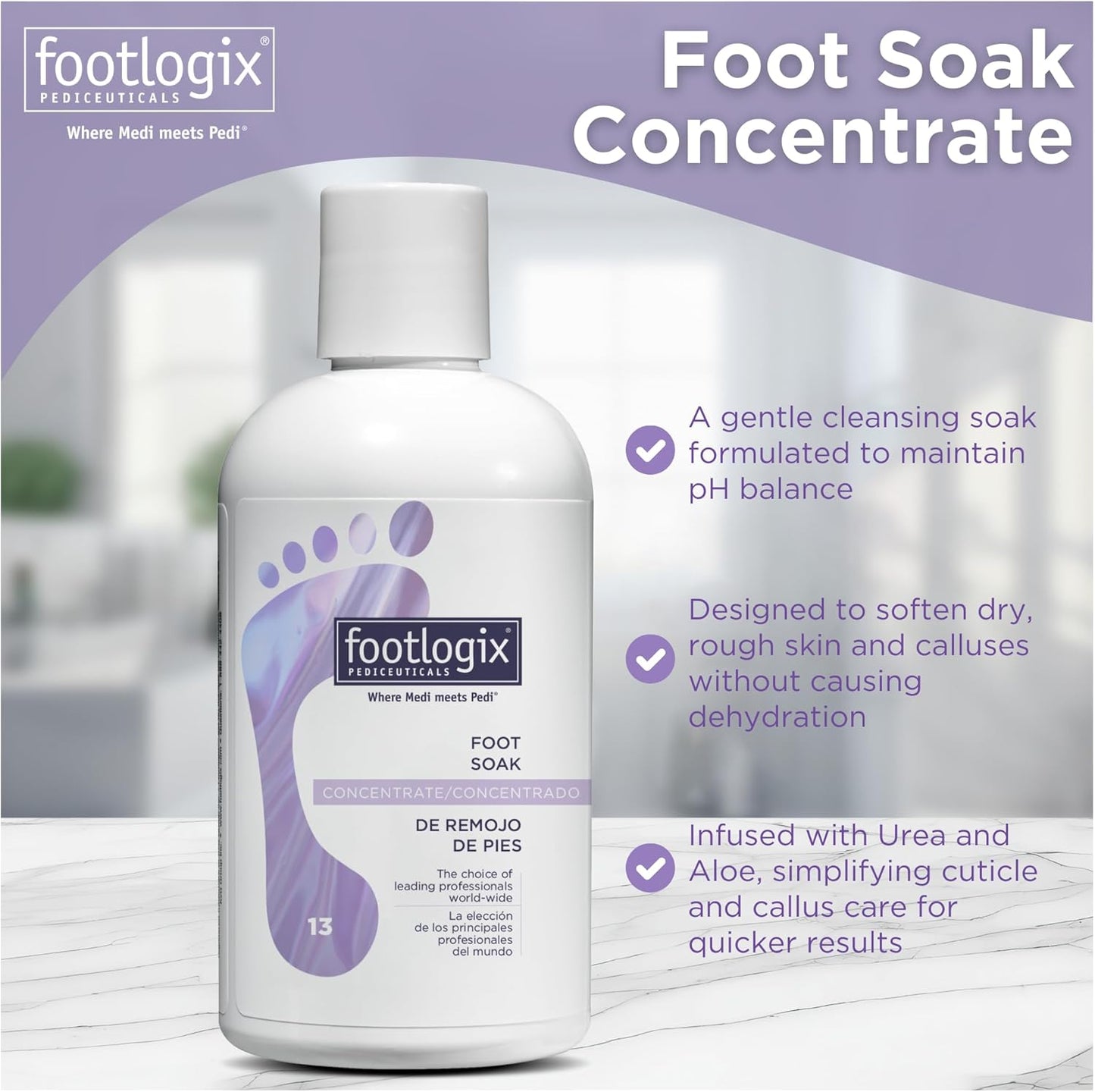 FOOTLOGIX Foot Soak Concentrate, 8.45 oz - Gentle Cleansing, Foot Bath Soak, Soften Dry Feet and Calluses