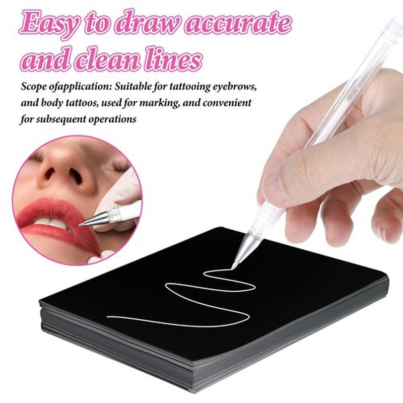 Eyebrow Microblading Marker Pen, 4 Pcs Brow Mapping Pens with with 8 Replacement Refills, Makeup Tattoo Skin Marker Pen, Brow Lamination Supplies for Eyebrow Lip Skin(White)