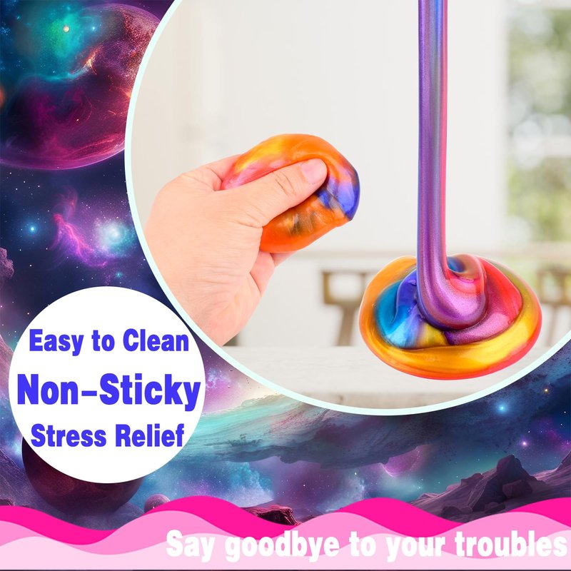 36 Pack Galaxy Slime Party Favors, Non-Sticky, Stress Relief Treasure Box Toys for Classroom Prizes, Easter Basket Stuffers Student Gifts Goodie Bags Egg Fillers for Kids Boys Girls 4-8, 8-12
