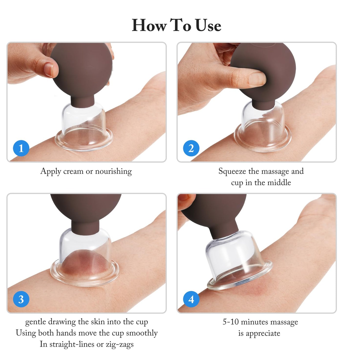 Nuanchu Facial Cupping Cup Glass Face Cup Silicone Cupping Massage Vacuum Suction Mug for Body Face Leg Arm Back Shoulder Muscle and Joint(Brown,0.65 Inch Diameter)