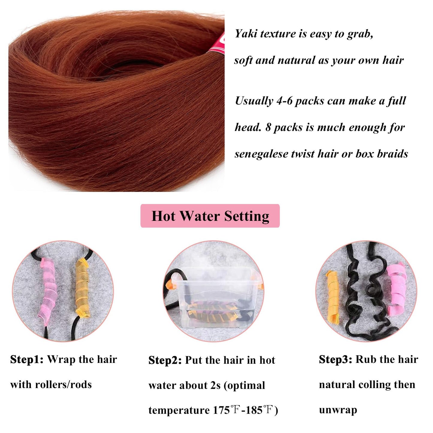 UPruyo Kids 350 Ginger Braiding Hair Pre Stretched 18 inch Short Braiding Hair Extensions for Box Braids Synthetic Micro Knotless Braiding Hair 3 Pack