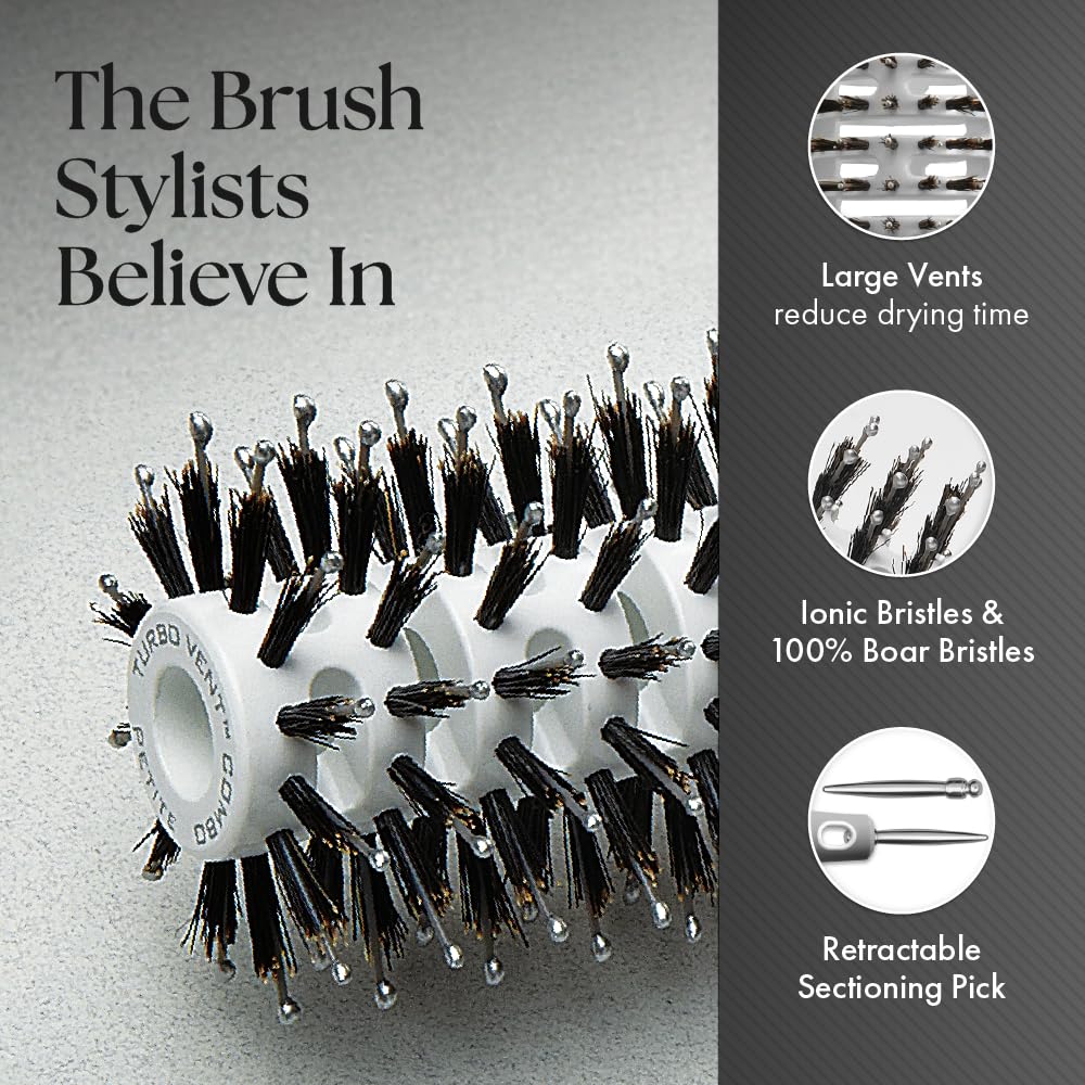 Olivia Garden Ceramic + Ion Turbo Vent Combo Hair Brush (ionic & 100% boar bristles)