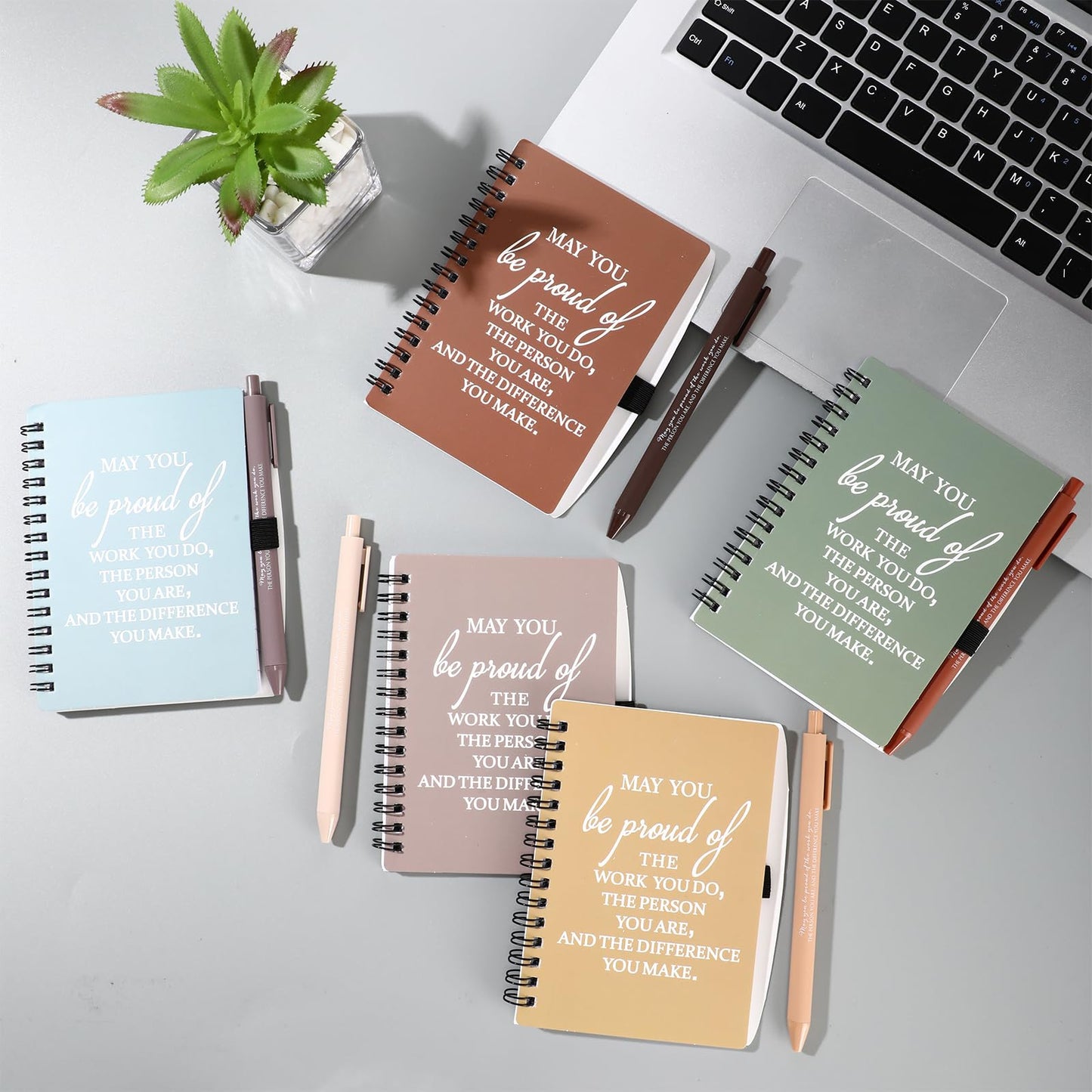 Honoson 50 Sets/100 Pcs 2026 Employee Appreciation Gifts Housekeeping Staff Gifts May You Be Proud The Work Notebook with Ballpoint Pen Thank You Notebooks for Team Coworker Volunteer (Vivid Color)