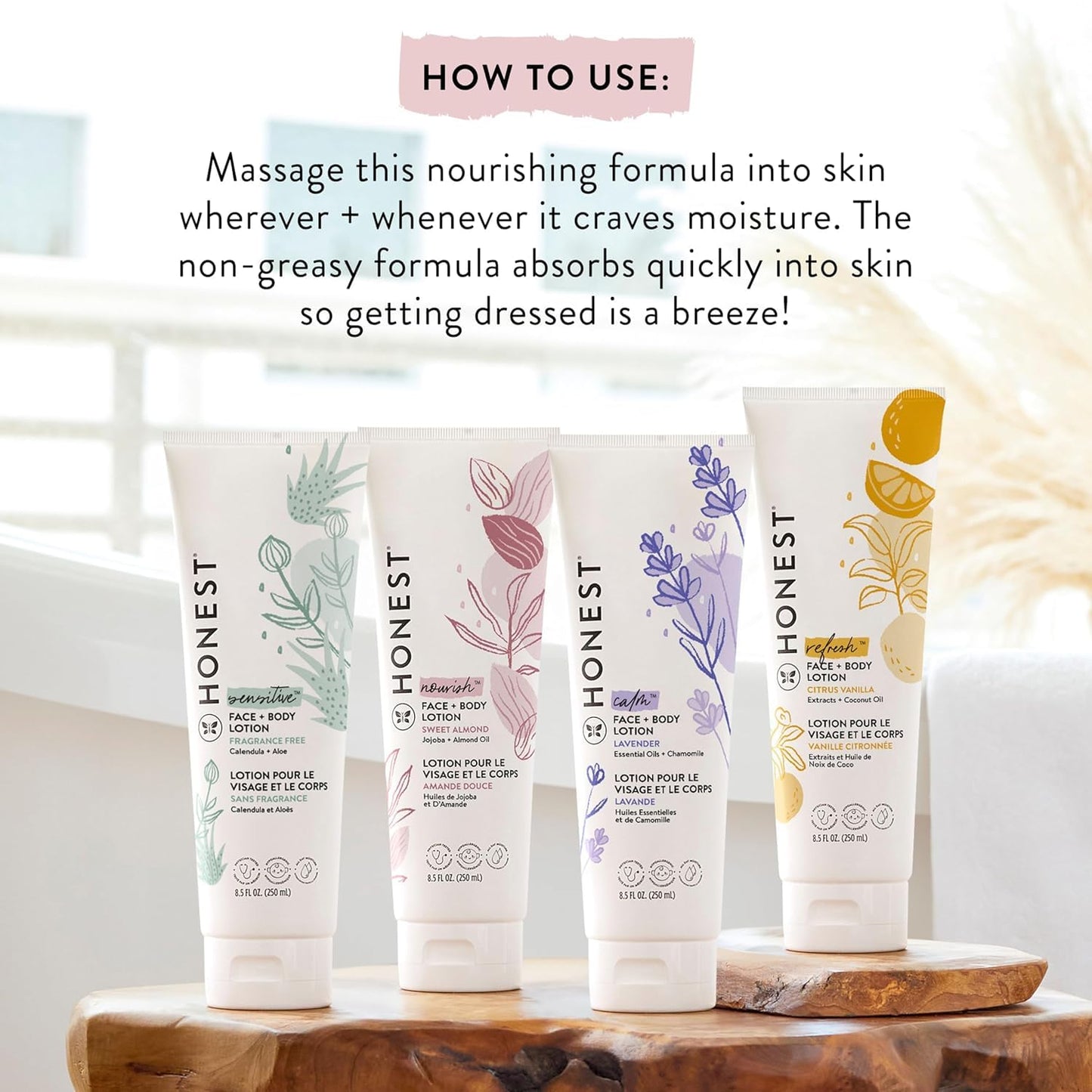 The Honest Company Hydrating Face + Body Lotion | Fast Absorbing, Naturally Derived, Hypoallergenic | Citrus Vanilla Refresh, 8.5 fl oz