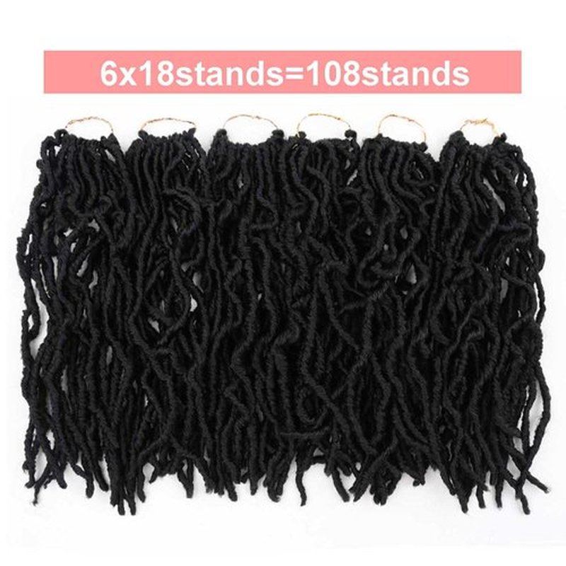 Layashow Short Soft Locs Crochet Hair Pre Looped 6 Packs 12 Inch Faux Locs Crochet Braids Goddess Curl Wavy Locs Crochet Hair for Women (12 Inch(Pack of 6),1B)