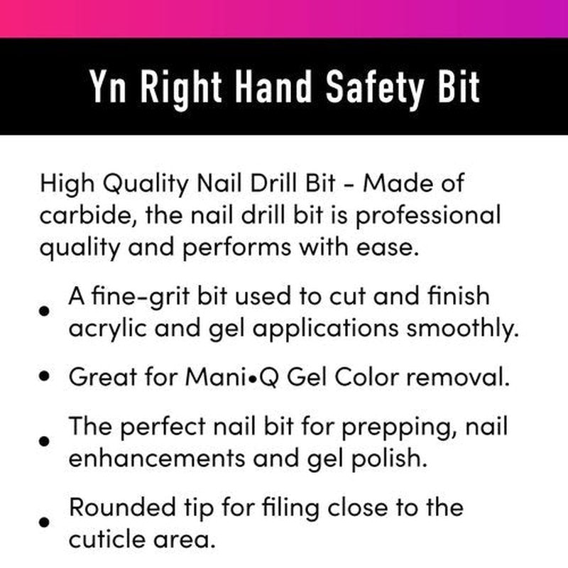 Young Nails 3/32" Right Handed Safety Bit for Nail Drill - Fine Grit Carbide Professional Nail Drill Bits - Low Noise, Heat-Resistant, Perfect for Acrylic Nails, Gel Applications & Polish Removal