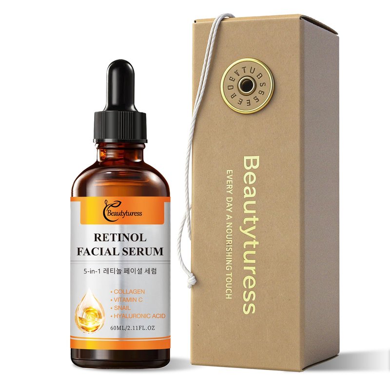 Collagen Facial Serum with Retinol, Vitamin C, Snail Mucin & Hyaluronic Acid-2 fl.oz-Age-Defying & Balancing Essence - Deeply Hydrating & Enhancing Formula - Daily Skin Care for a Supple, Radiant Look