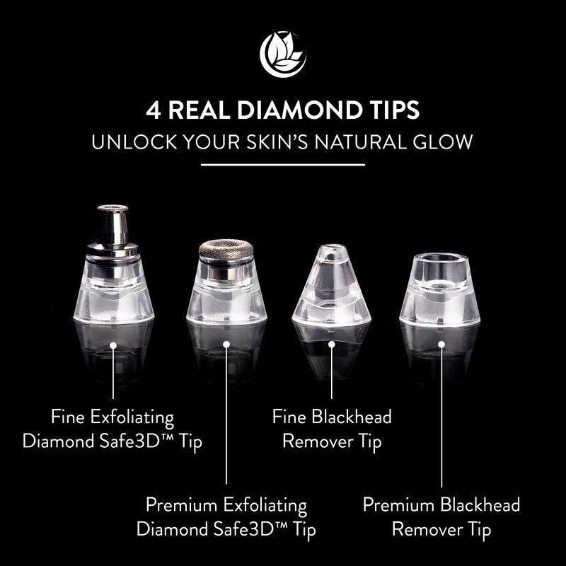 Microderm GLO MINI Diamond Microdermabrasion and Suction Tool - Best Blackhead Remover Pore Vacuum - #1 Advanced Facial Treatment Machine - Anti Aging Wrinkle Care For Collagen Production & Acne Scars