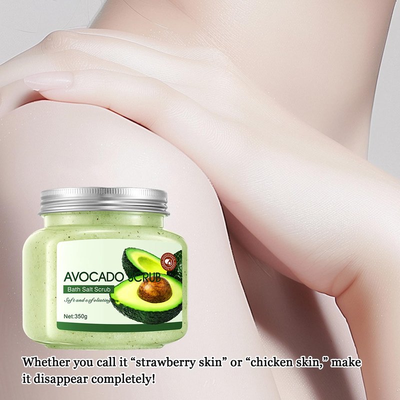 Avocado Body Exfoliator, Deep Cleaning Exfoliating Body Scrub, Moisturizing Nourishing Salt Rose Body Scrub, 350 g