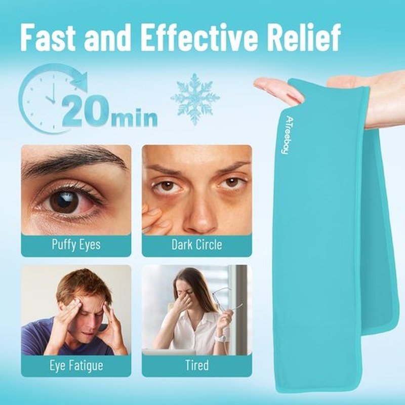 Cooling Eye Mask for Puffy Eyes, Migraine Relief, Cold Eye Mask for Puffiness, Dark Circles, Dry Eyes, Headache Relief, Reusable Gel Eye Mask for Sleep, Soft Cool for Long-Lasting Comfort, Light Blue