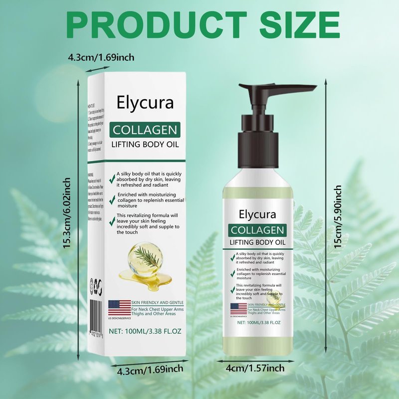 Lvjonya Collagen Lifting Body Oil,Elycura Hydrating Collagen Oil For Body & After Shower, Anti Aging Silk Body Oils for Women & Men Moisturizer,Lightweight Non-Greasy (1 Pcs)