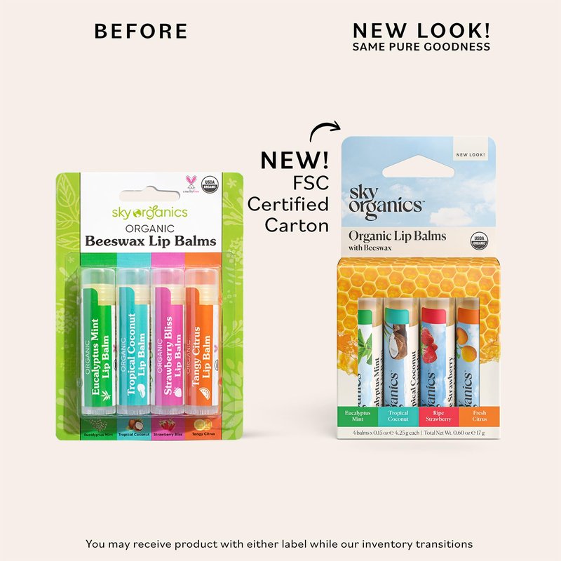 Sky Organics Raisin Tinted Lip Balm for Lips to Moisturize, Soften & Add A Wash of Color, 4pk.