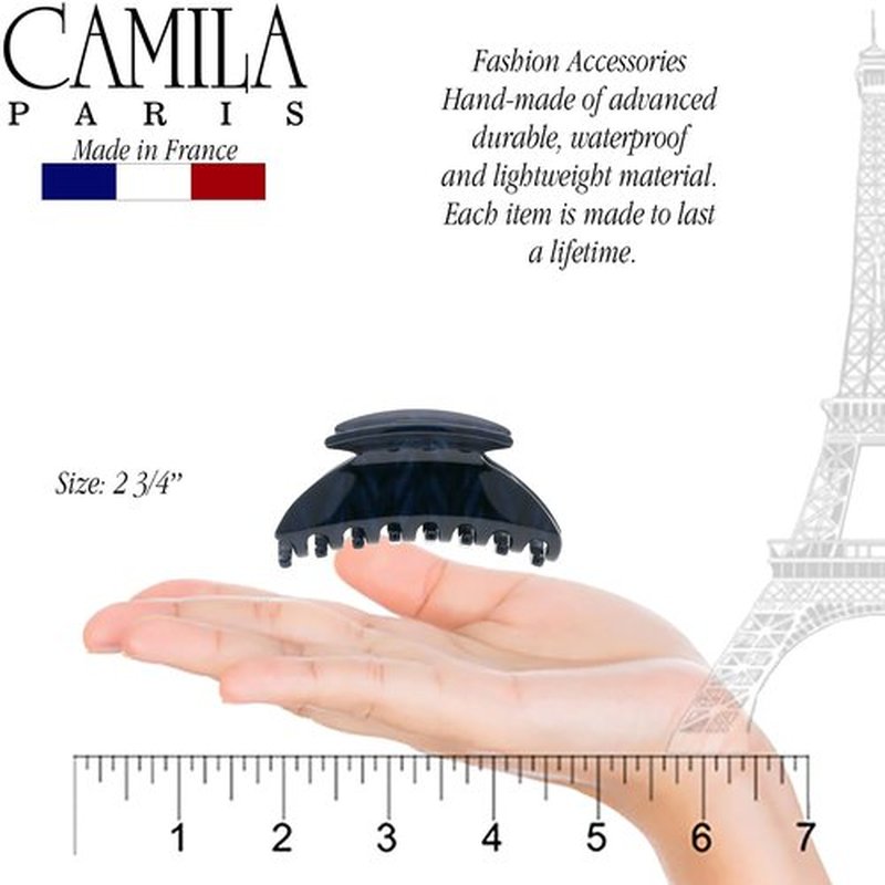Camila Paris CP3267 French Hair Clip for Women, Small 2.75 inch Handmade, Blue, Girls Hair Claw Clips Jaw Fashion Durable Styling Hair Accessories for Women, Strong Hold No Slip Grip. Made in France
