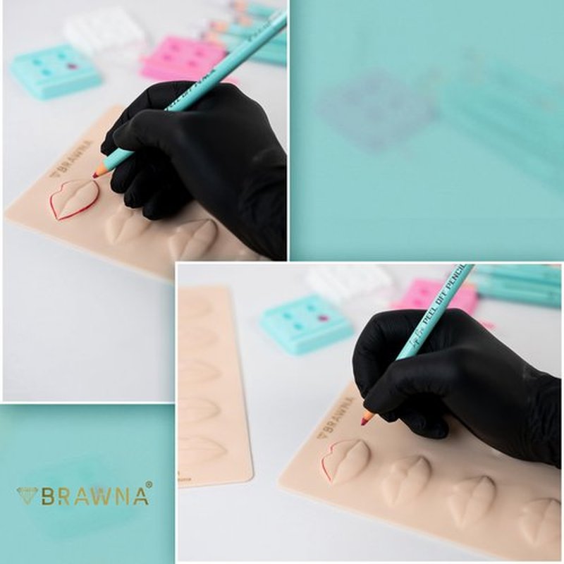 BRAWNA - 3D PMU Practice Skin for Eybrow Tattoo, Lip Blush and Eyeliner - PMU Supplies - Microblading Kit - 2 Pcs