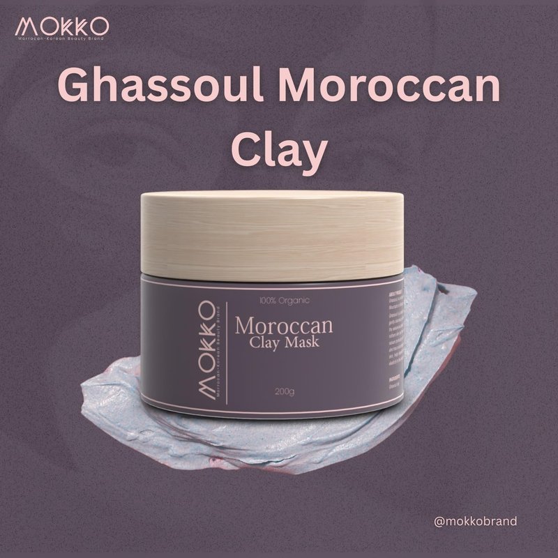 Mokko Moroccan Active Clay Mask – 100% Pure Ghassoul Clay | Detoxifying Face, Hair & Body Mask – Deep Cleansing, Oil Control & Skin Firming – 200g