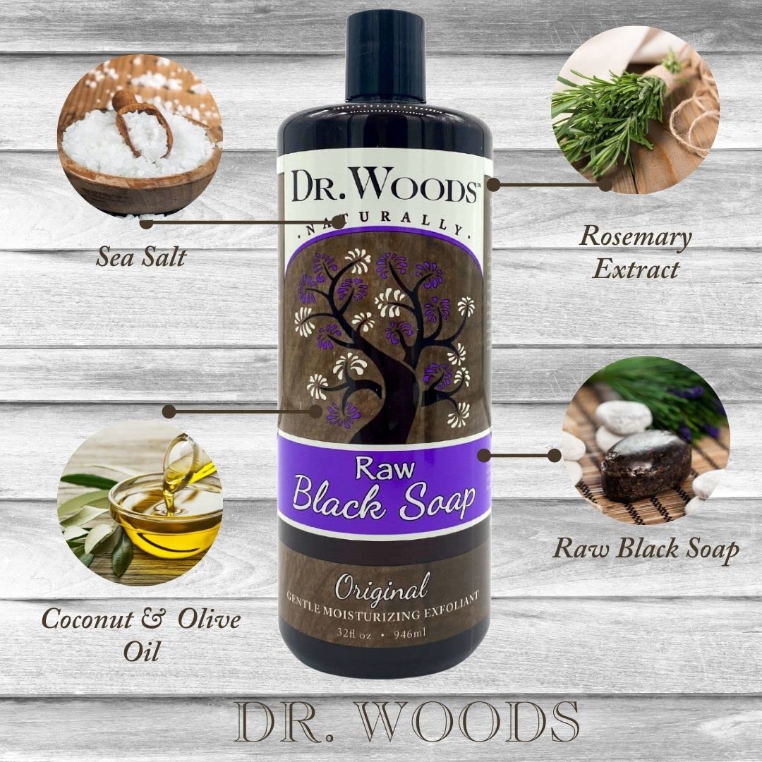 Dr. Woods African Black Castile Soap - Moisturizing Liquid, 32oz (2-Pack)