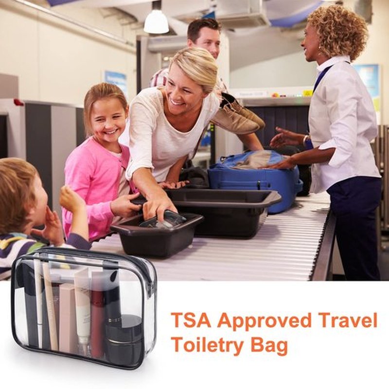Wedama TSA Approved Toiletry Bag, Cosmetic Bags 4 Pack with Zipper Carry on Airline Airport Travel Accessories, PVC Makeup Bags for Travel, Quart Size Travel Bags for Men and Women-Black