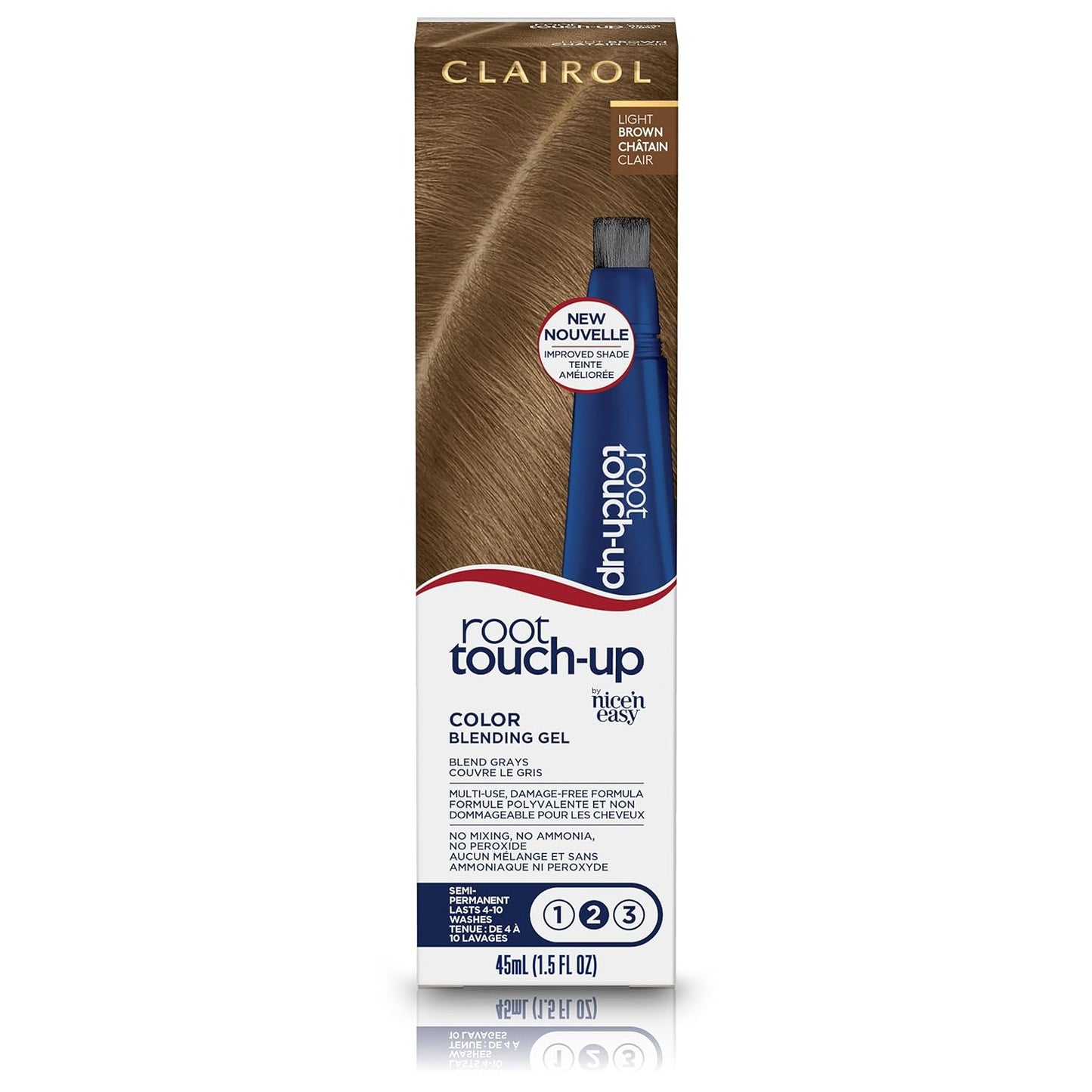 Clairol Root Touch-Up Semi-Permanent Hair Color Blending Gel, 4 Dark Brown, Pack of 2