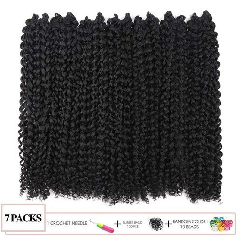 Pelokaa Passion Twist Hair - 14 Inch 7packs Natural Black Water Wave Crochet Braids Synthetic Braiding Hair Extensions (14 Inch 7Packs, 1B)