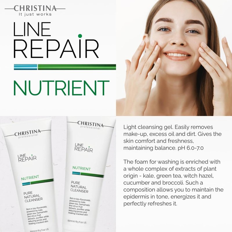 -CHRISTINA- Line Repair - Nutrient Pure Natural Cleanser For All Skin Types 250ml / 8.5 fl.oz