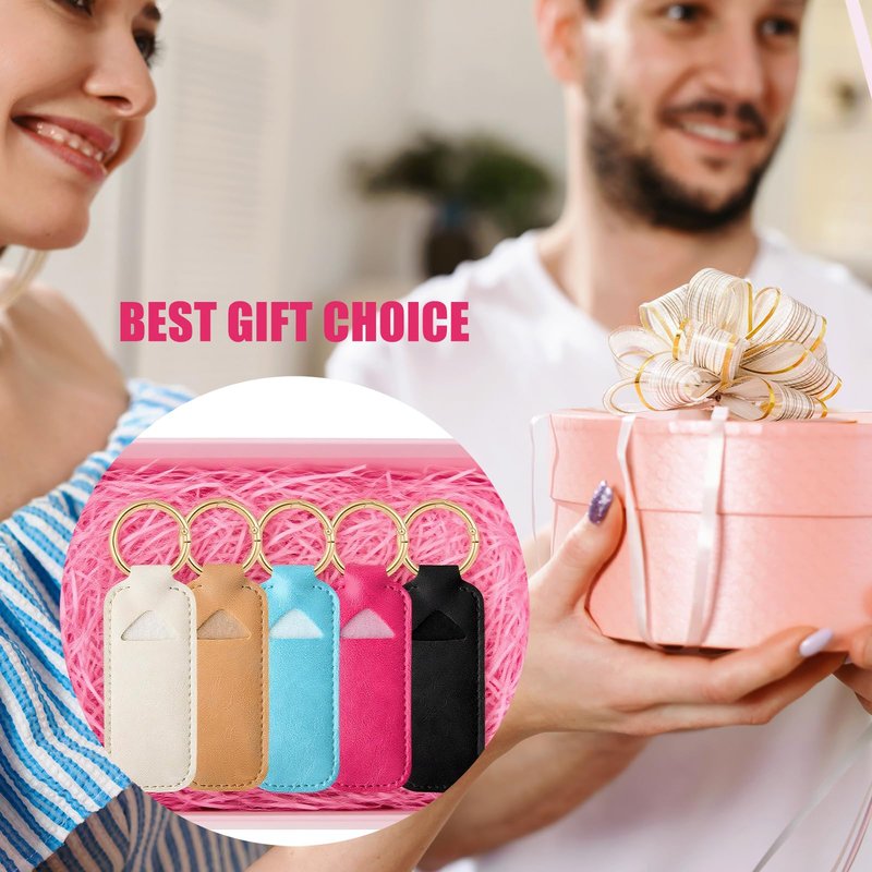 WK IEASON Lip Balm Holder Keychain Clip On PU Leather Lipstick Sleeve Pouch Lip Gloss Holder Lip Balm Sleeve Holder Keychain 3PCS(Matte Black)
