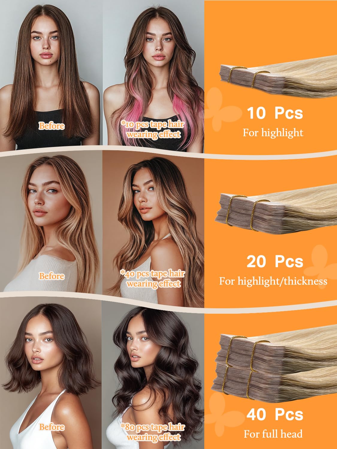 DOORES Tape in Hair Extensions, Drity Blonde Mixed Platinum Blonde 10pcs 25g 14 Inch, Human Hair Extensions Tape in Natural Hair Invisible Tape in Hair Extensions