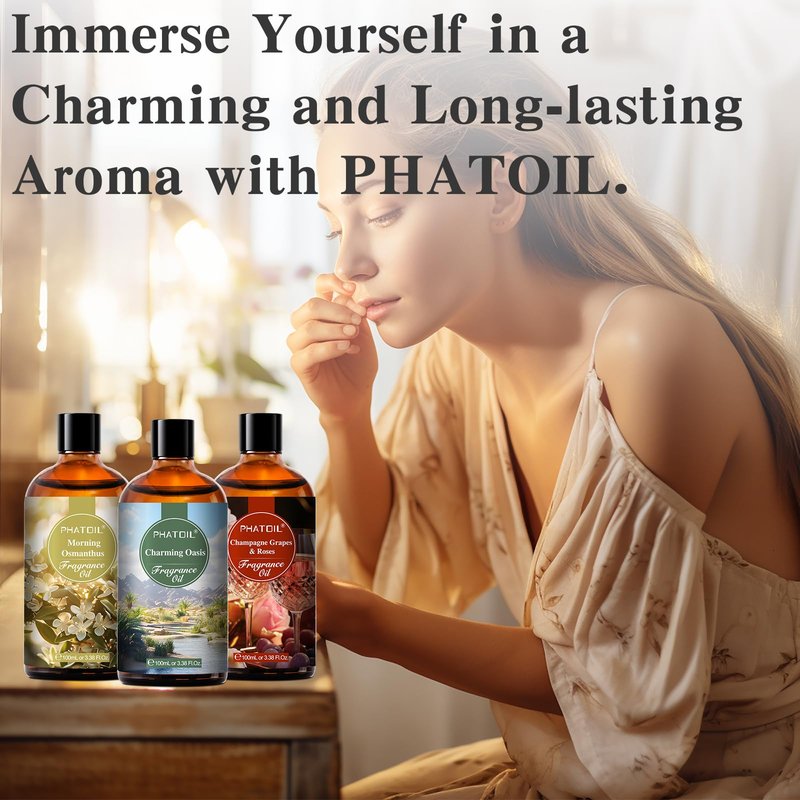 PHATOIL L'aube Rosa Fragrance Oils for Aromatherapy, 3.38FL.OZ Diffuser Oils for Home, Perfect for Aromatherapy, Humidifiers, Yoga, DIY Candle and Soap Making - 100ml