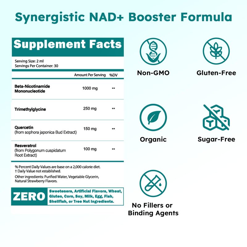 Scibalia NMN Supplement Liquid Drops,4-in-1 NMN Beta 1000mg w. Quercetin TMG Resveratrol for Anti Aging Energy & Immune Support, NMNH Alternative Liposomal High Absorption for Women Men