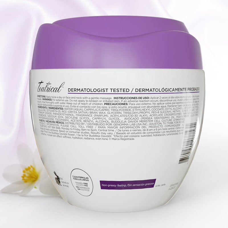 TEATRICAL Korean Facial Cream with Stem Cells and Rice, Face Moisturizer for Women, Korean Skincare Moisturizer for Hydration and Even Tone, Paraben-Free Non-Greasy Formula, 7 oz