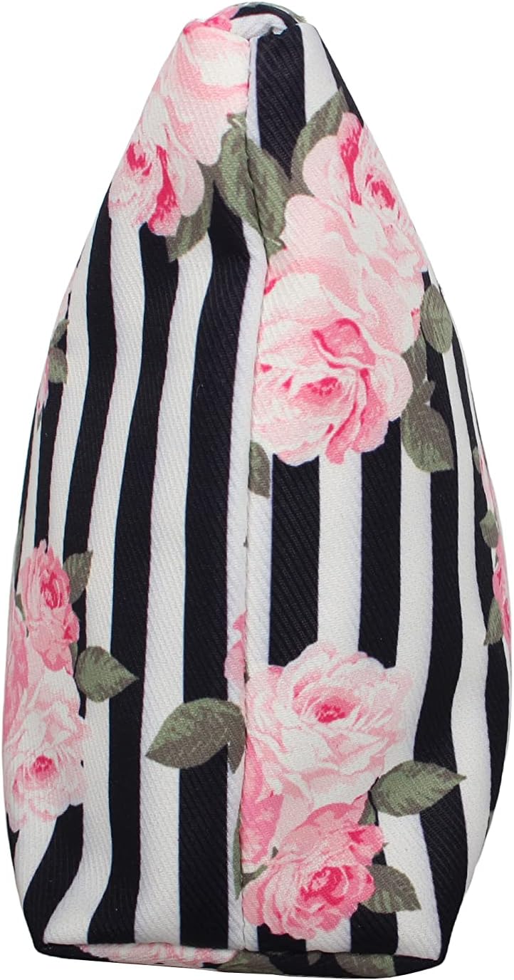 Betsey Johnson 8.5 Inch Zipper Cosmetic Pouch Small Toiletry Bag–Lightweight Durable Polyester Organizer with Inner Zipped Pocket Good For Makeup Accessories and Travel Needs (Covered Rose)