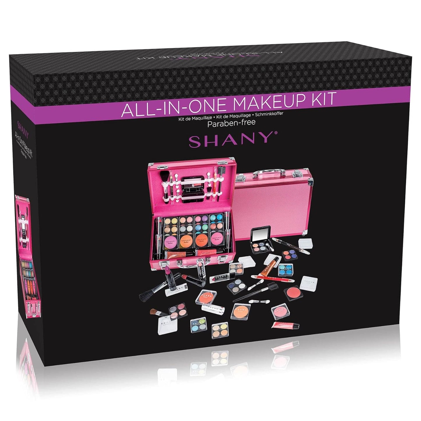 SHANY Carry All Make up Train Case with Pro Makeup Set, Beauty Brushes, Lipsticks, Eye Shadows, Blushes, Powders, and more - Reusable Cosmetics Storage Organizer - Premium Gift Packaging - Leopard