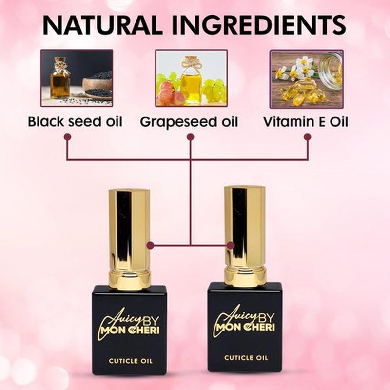 Juicy by Mon Cheri Nail Perfection Cuticle Oil: Moisturizes, Repairs, and Promotes Growth for Stronger, Healthier Nails. Ideal for Natural Nails. 10ml Red Hot Banana Golden Touch Treatment.
