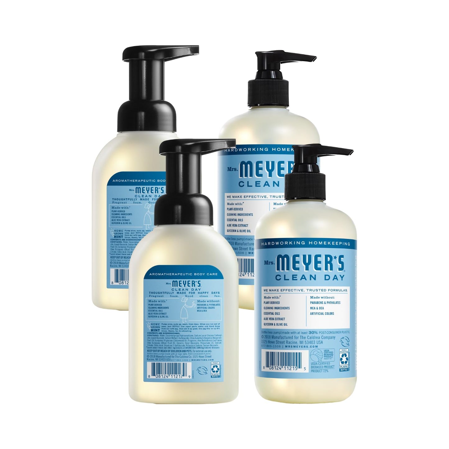 Mrs. MEYER'S CLEAN DAY 2 Foaming Hand Soap Rainwater 10 Fl Oz, 2 Liquid Hand Soap Rainwater 12.5 Fl Oz, 1 CT (Variety Pack)