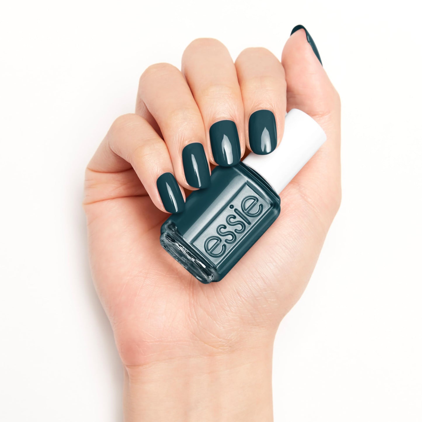 essie Nail Polish, Salon-Quality Deep Milky Teal Nail Polish, Flying Solo Collection, Vegan, In Plane View, 0.46 fl oz