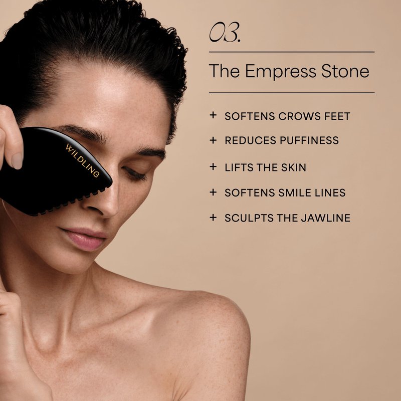 WILDLING Empress Facial Gua Sha Set I Facial Massage Tool + Facial Toner + Facial Oil to Lift, Plump, Tone + Sculpt I Patented Design 100% Authentic Bian Stone